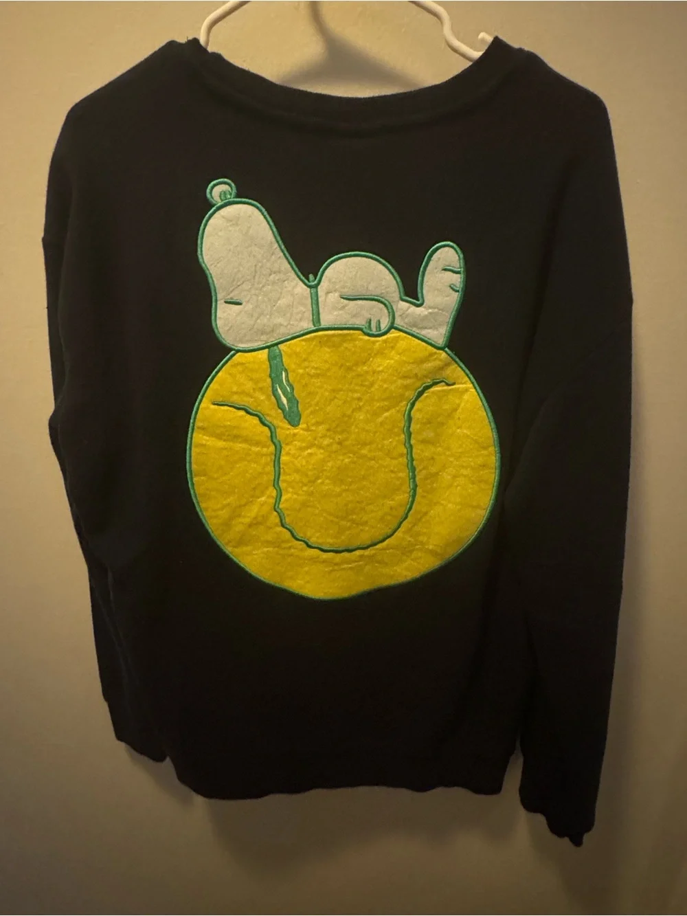 Peanuts blue Crewneck with Yellow & Green Tennis Logo